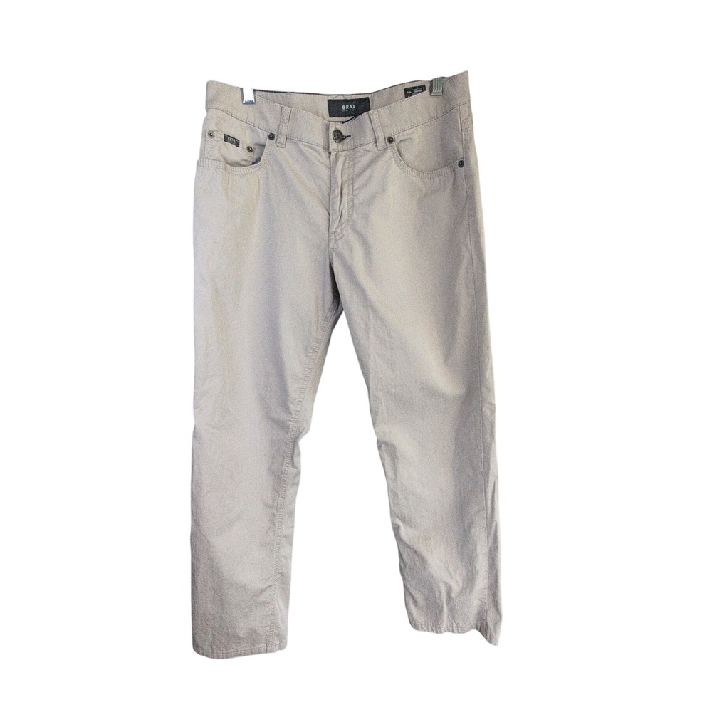 Brax Pants Mens 33x32 Beige Cooper Regular Fit Chinos Casual